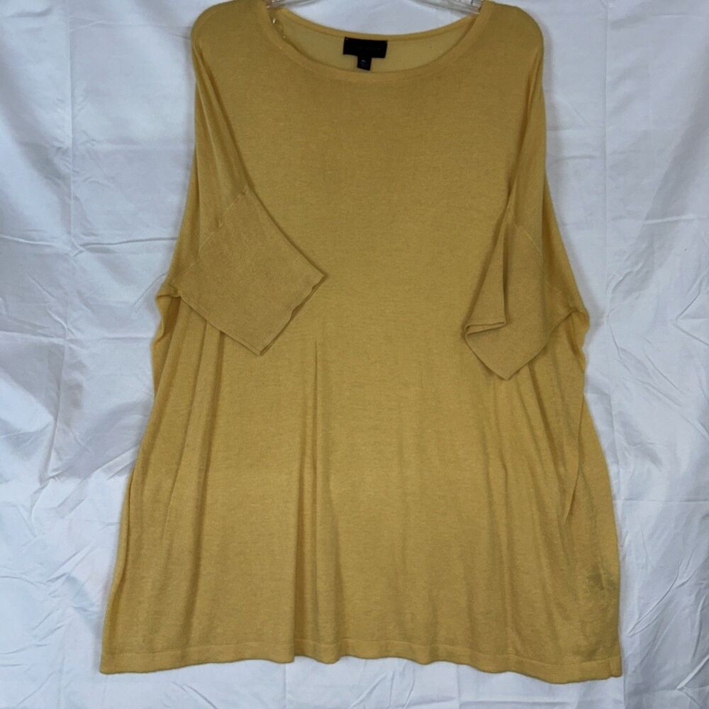 Investments  Sz Xl Butter Yellow Knit Short Sleeve Soft Loose Comfortable NWT
